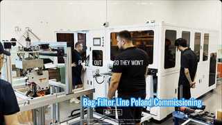 Ligne de production d'assemblage automatique pour filtre à airbag - Mise en service sur site chez le client polonais F