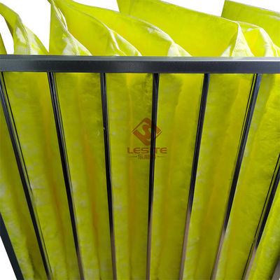 Filtres enflés d'épurateur d'air du synthétique 595mm de fonte, jaune de filtre à manches F7