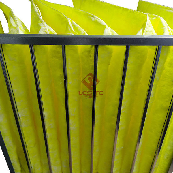 Filtres enflés d'épurateur d'air du synthétique 595mm de fonte, jaune de filtre à manches F7